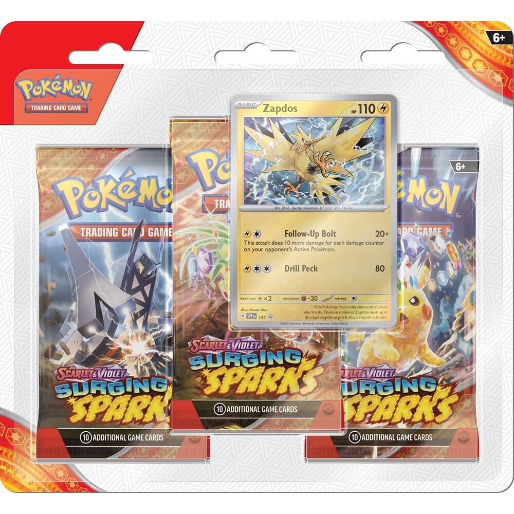 🔥2026 Christmas Gift🎄: Scarlet & Violet - Surging Sparks Three-Booster Pack Blister (Zapdos)