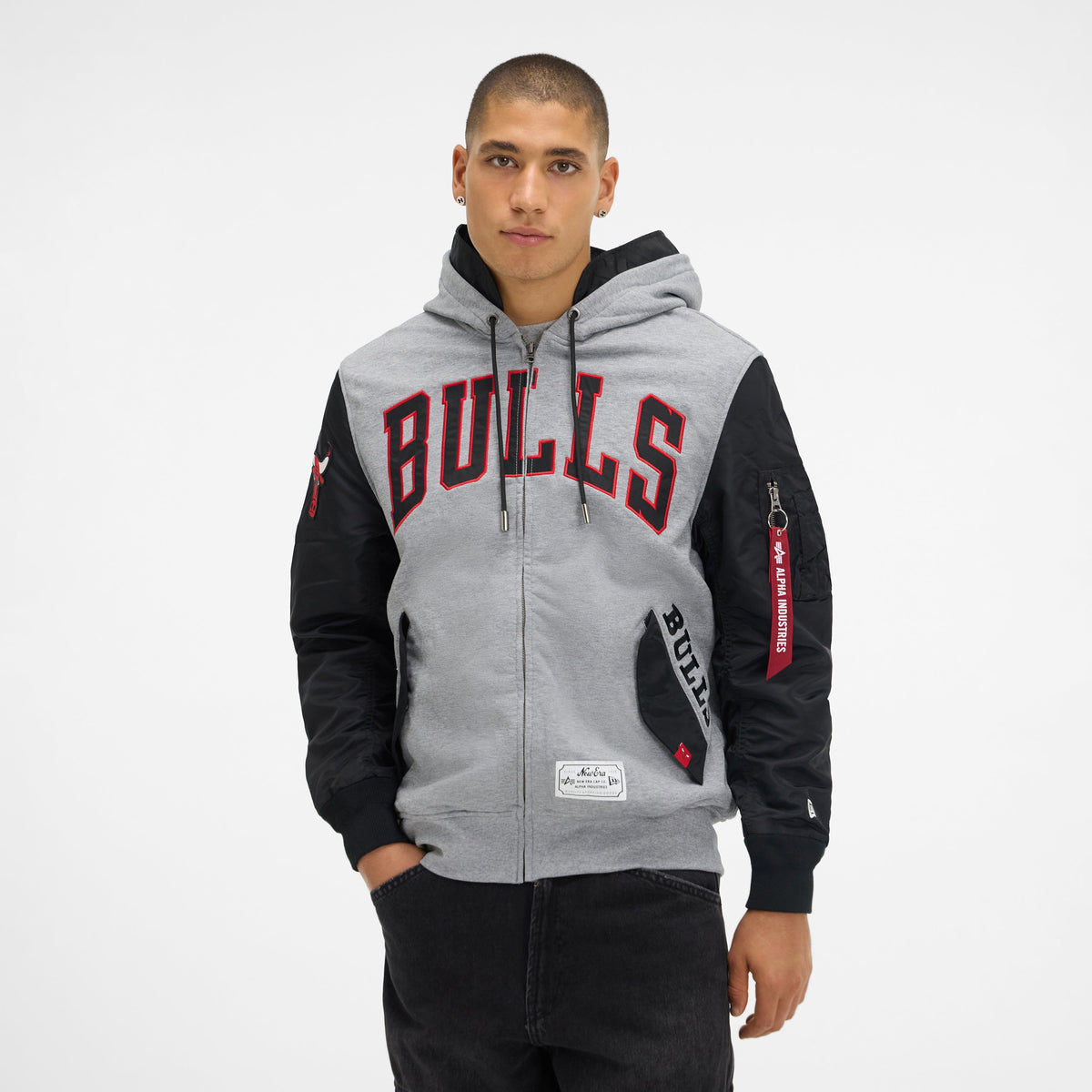 Alpha Industries x Golden State Warriors Gray MA-1 Full Zip Fleece Jacket