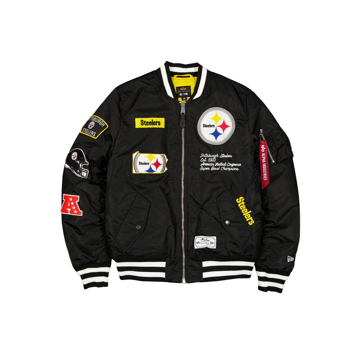 Alpha Industries x Pittsburgh Steelers Black MA-1 Bomber Jacket