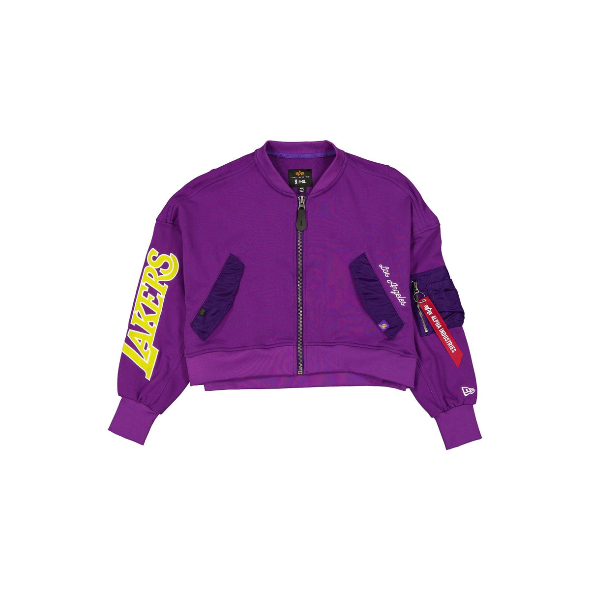 Alpha Industries x Los Angeles Lakers Purple Women's Full Zip Cropped Fleece Jacket