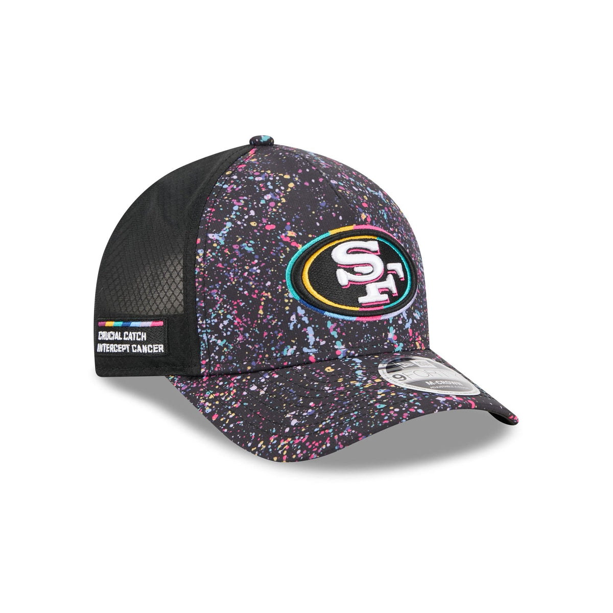 San Francisco 49ers 2025 Crucial Catch 9FORTY M-Crown A-Frame Trucker Hat