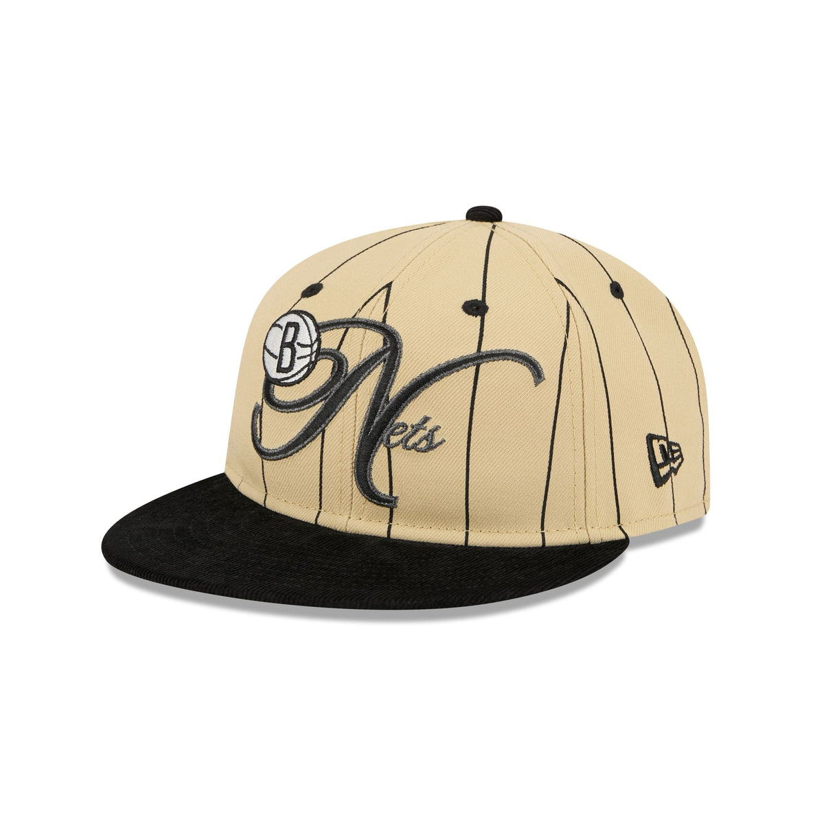 Brooklyn Nets Pinstripe Script Retro Crown 9FIFTY Adjustable Hat