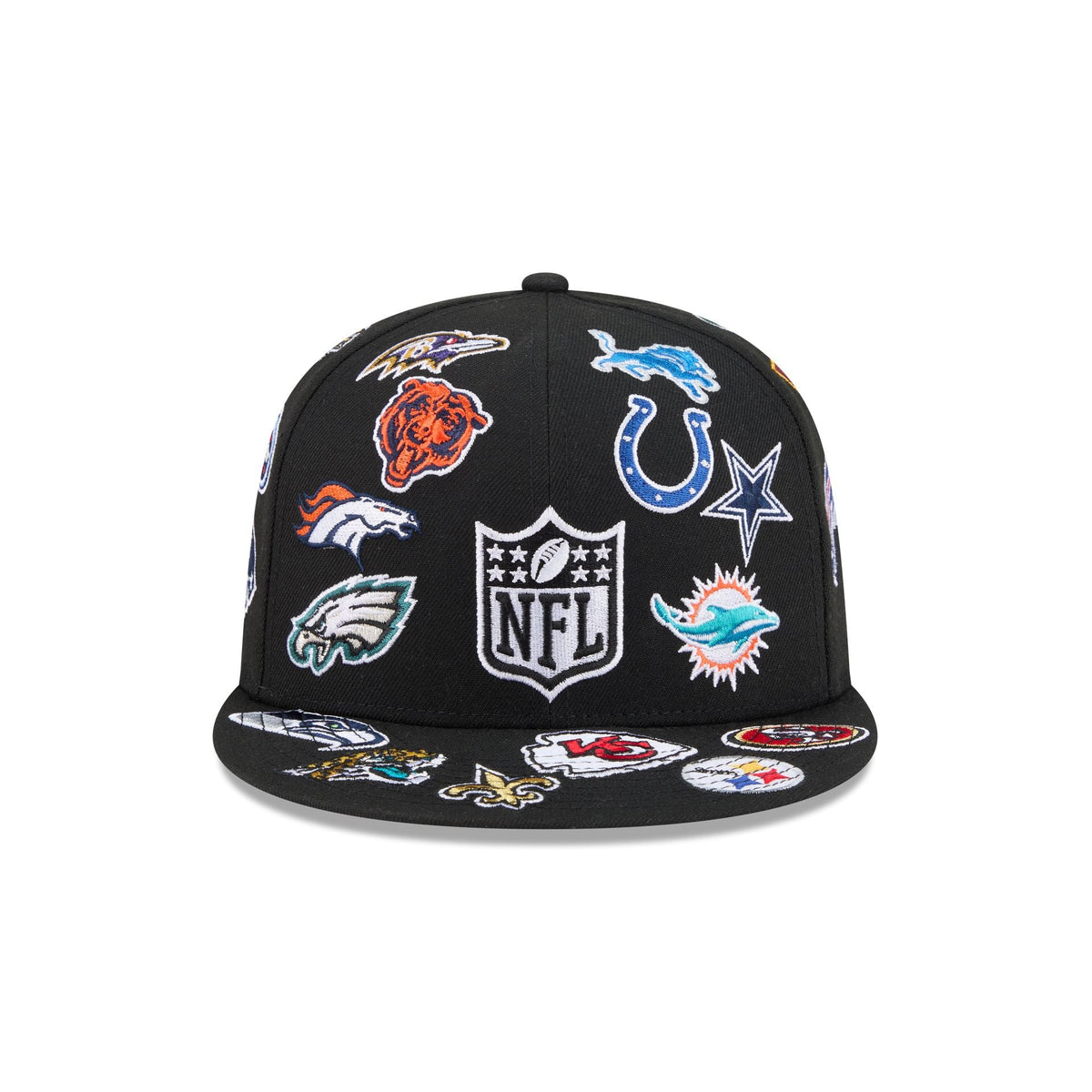 NFL All Over Logo Black 59FIFTY Fitted Hat