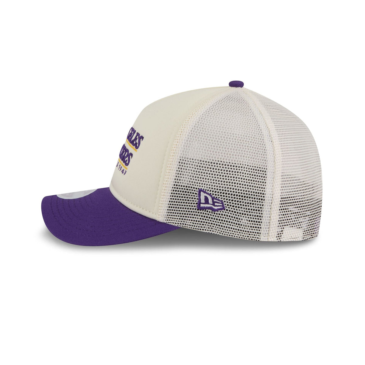 Los Angeles Lakers Retro Chrome Women's White 9FORTY M-Crown A-Frame Trucker Hat