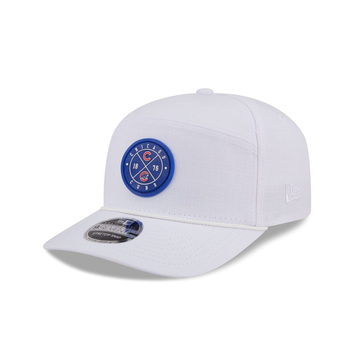 Chicago Cubs Circle Logo White Split Panel 9SEVENTY Stretch-Snap Hat
