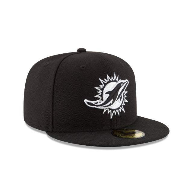 Miami Dolphins Black & White 59FIFTY Fitted Hat