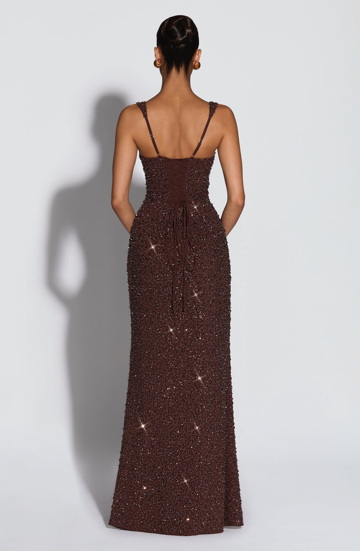 Calanthe Maxi Dress - Plum Brown Sparkle