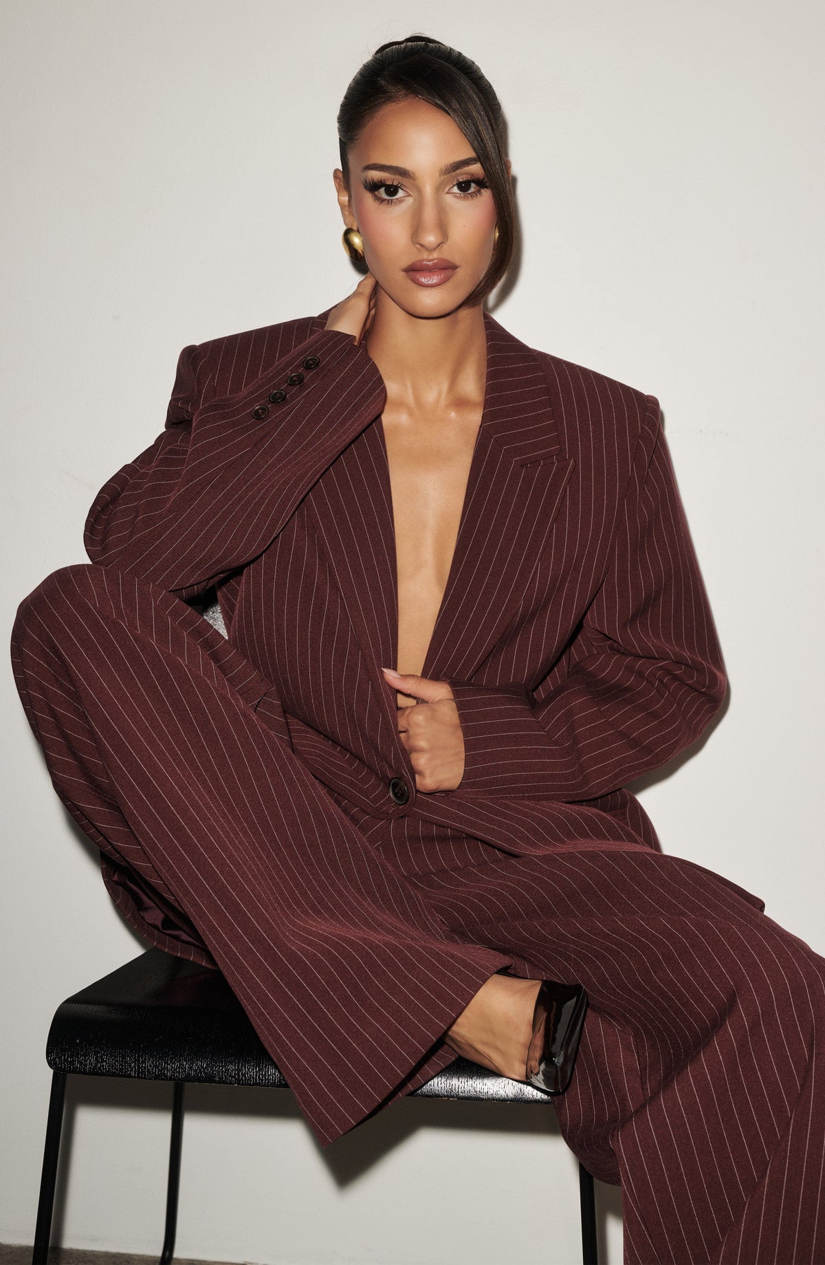 Reece Blazer - Burgundy Pinstripe